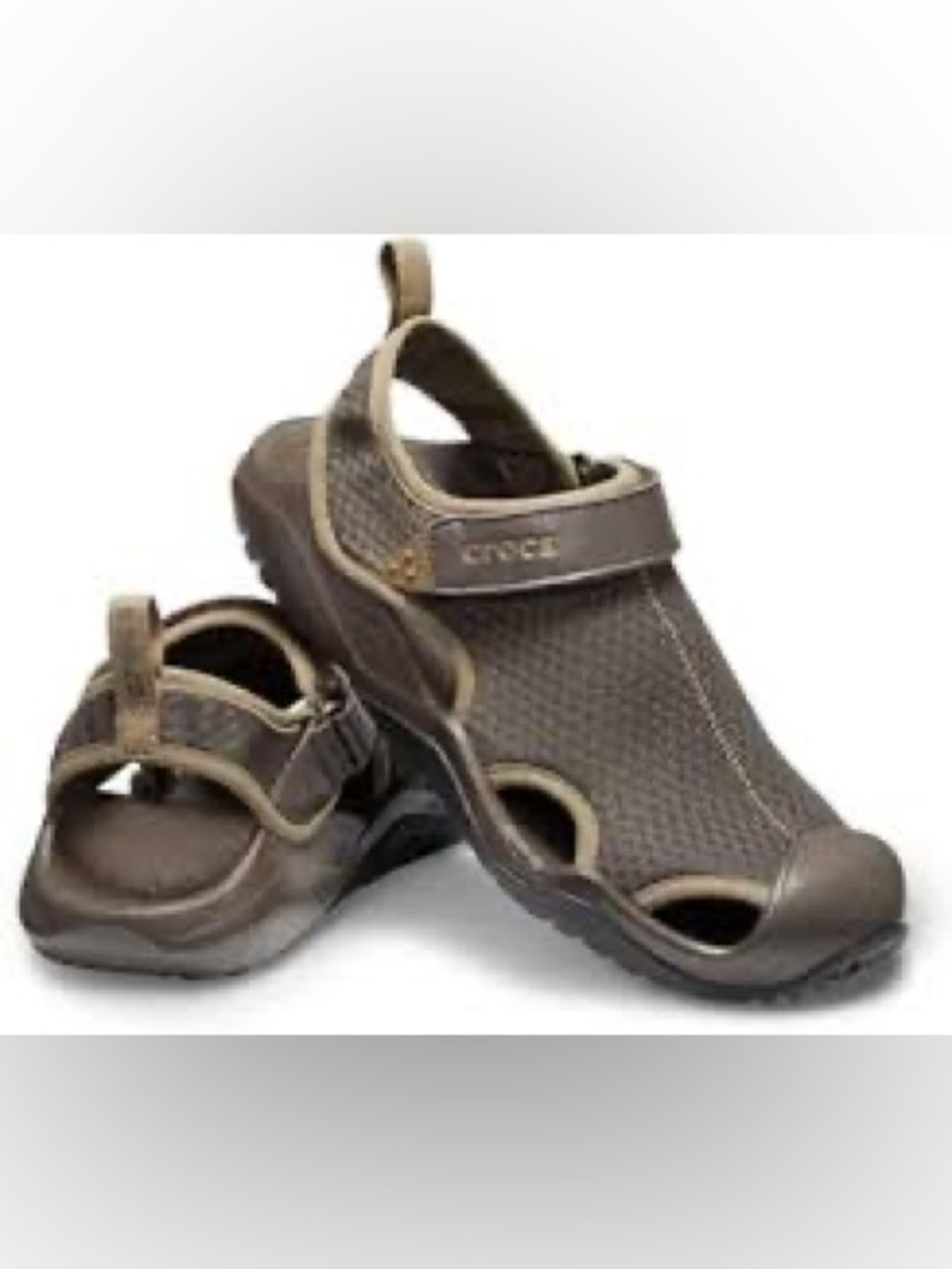 CROCS Brown Mesh Closed-Toe Sport Sandals